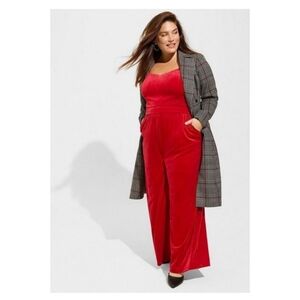 Torrid Jester Red Velvet Cami Wide Leg Jumpsuit Size 3X (22-24) - New with tags